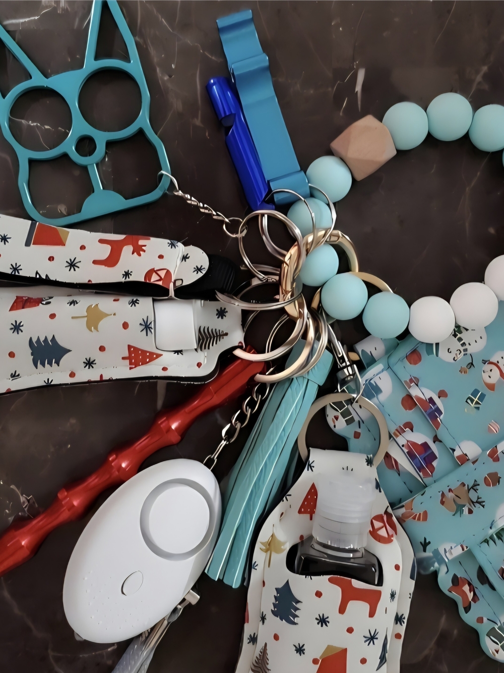 CHRISTMAS Safety Keychain Set Holiday Charms